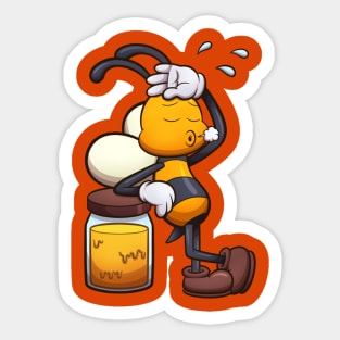 Exhausted Cartoon Bee Sticker